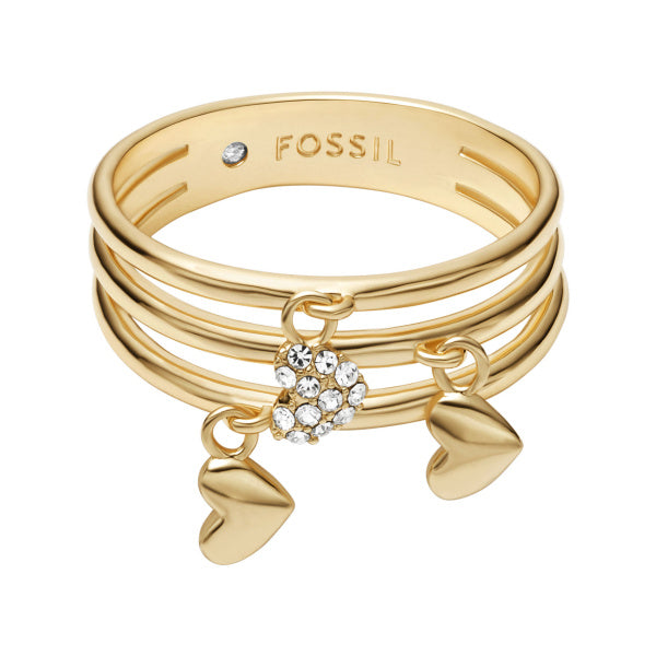 FOSSIL Sutton Heartbeat gylltur hringur með zirkonia JA7304