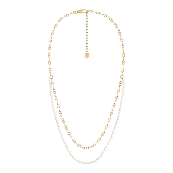 FOSSIL Pearl D-Link gyllt hálsmen JA7321