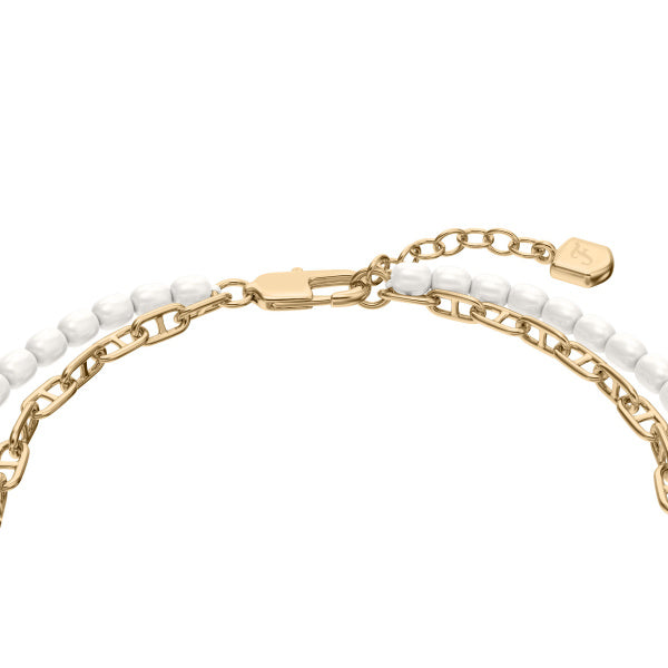 FOSSIL Pearl D-Link gyllt armband JA7322