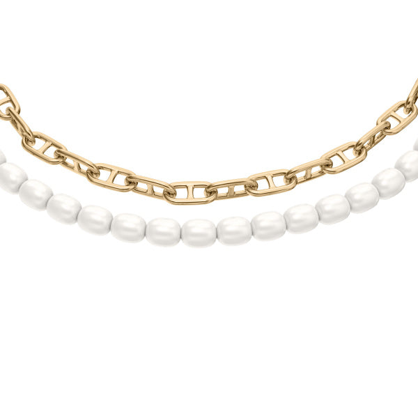 FOSSIL Pearl D-Link gyllt armband JA7322