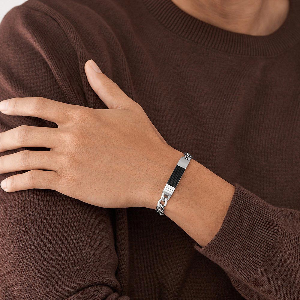 FOSSIL Machine Textured Plaque herraarmband JF04411