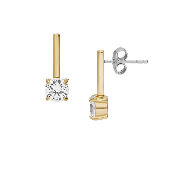 FOSSIL Ellis gylltir eyrnalokkar með zirkonia