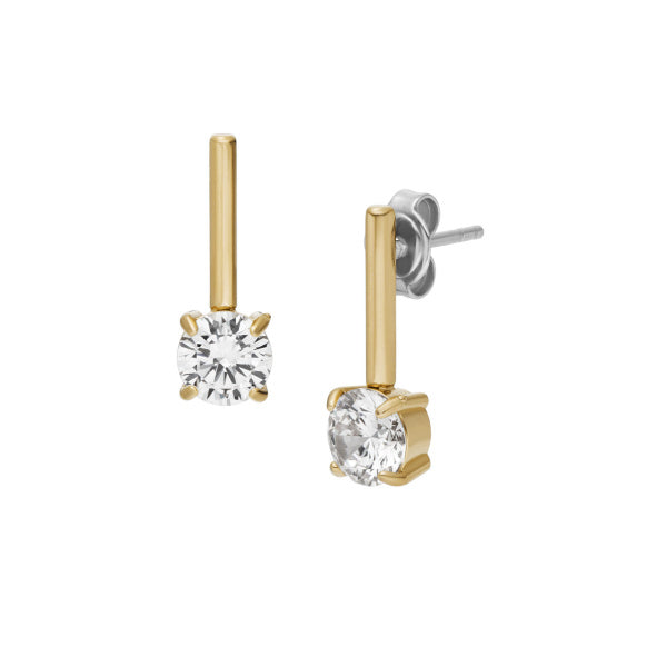 FOSSIL Ellis gylltir eyrnalokkar með zirkonia