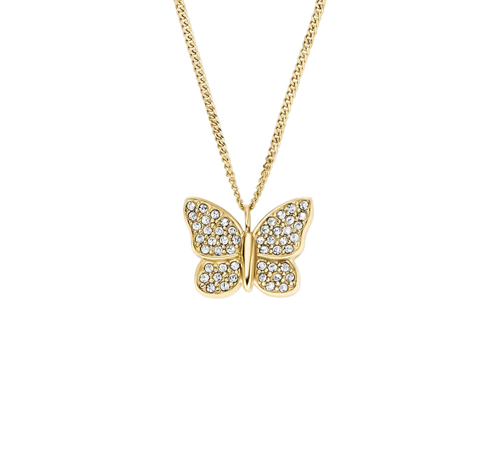 FOSSIL Sutton Pave Butterfly gyllt hálsmen