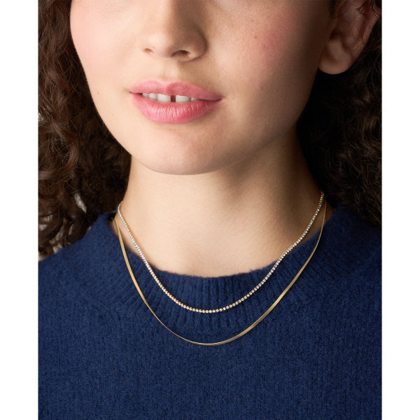 FOSSIL Ellis gyllt hálsmen með crystal