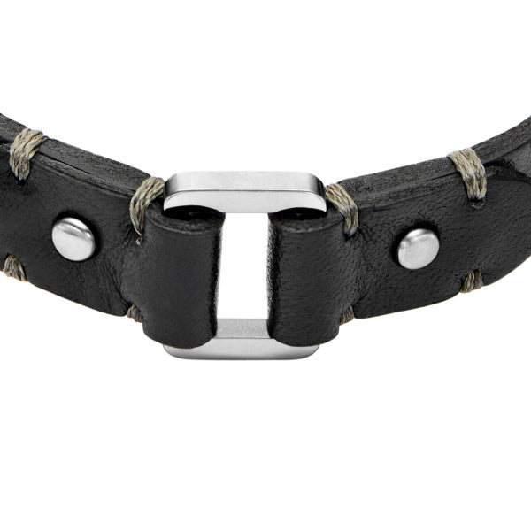 FOSSIL Machine Leather Strap black men's bracelet JF04946