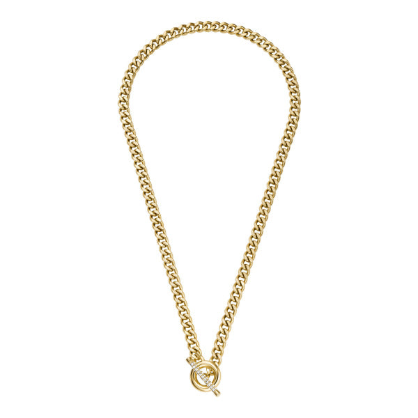 FOSSIL Carlie T-Bar Pave gyllt hálskeðja JF04956