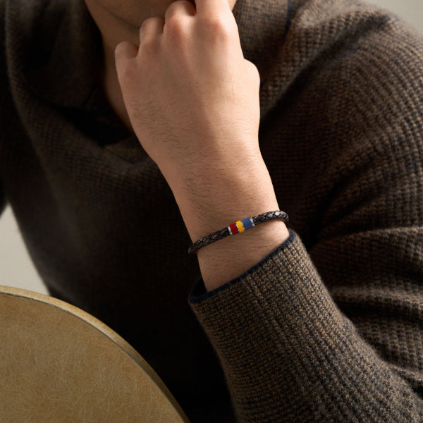 FOSSIL Everett Enamel brúnt herraarmband JF05023