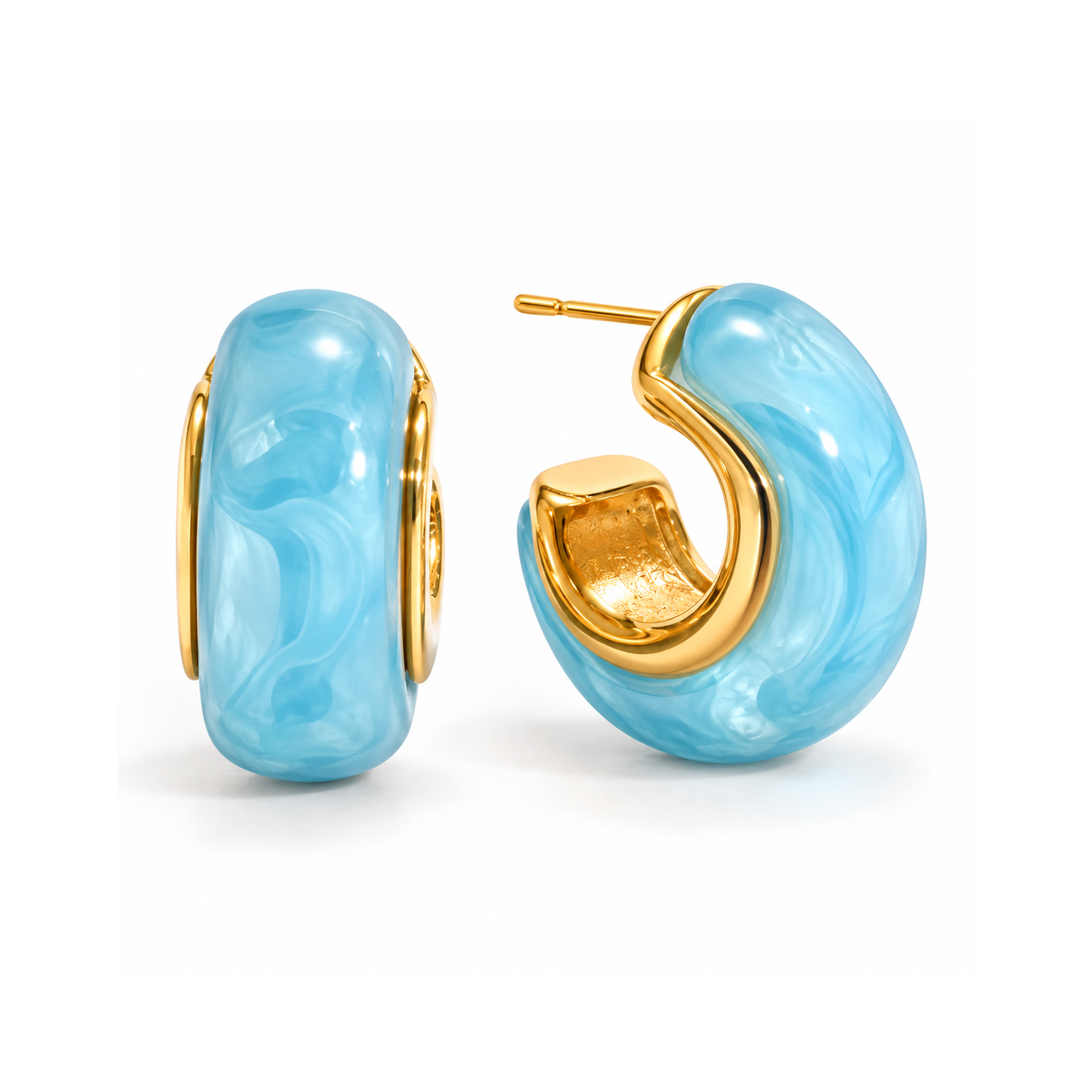 MIRA Crescent gylltir hringlokkar | Light Blue