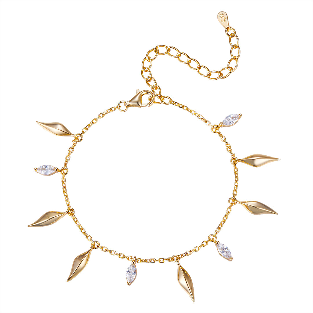 VERA DESIGN Cape of Feathers Divine gyllt silfurarmband með zirkonia