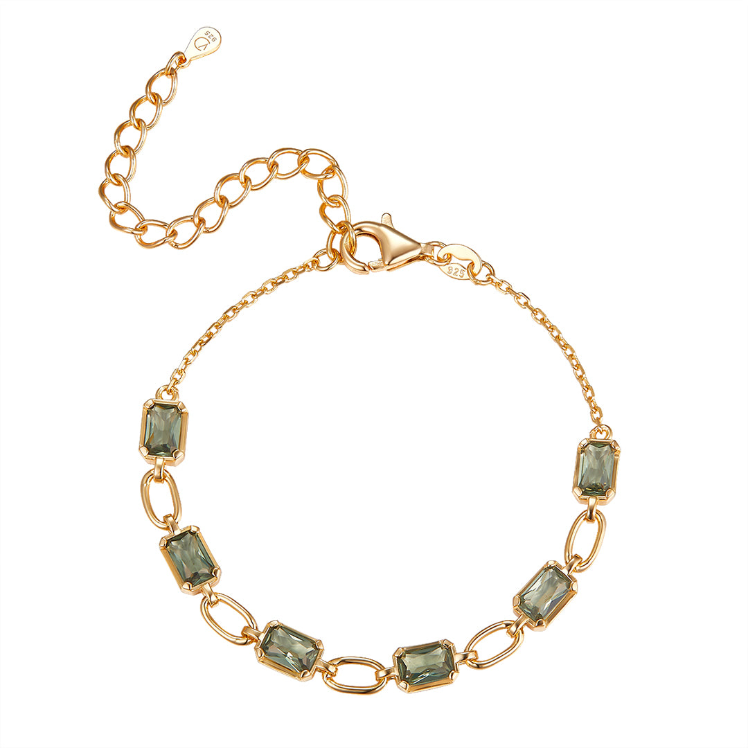 VERA DESIGN Crystal gyllt silfurarmband með grænum zirkonia