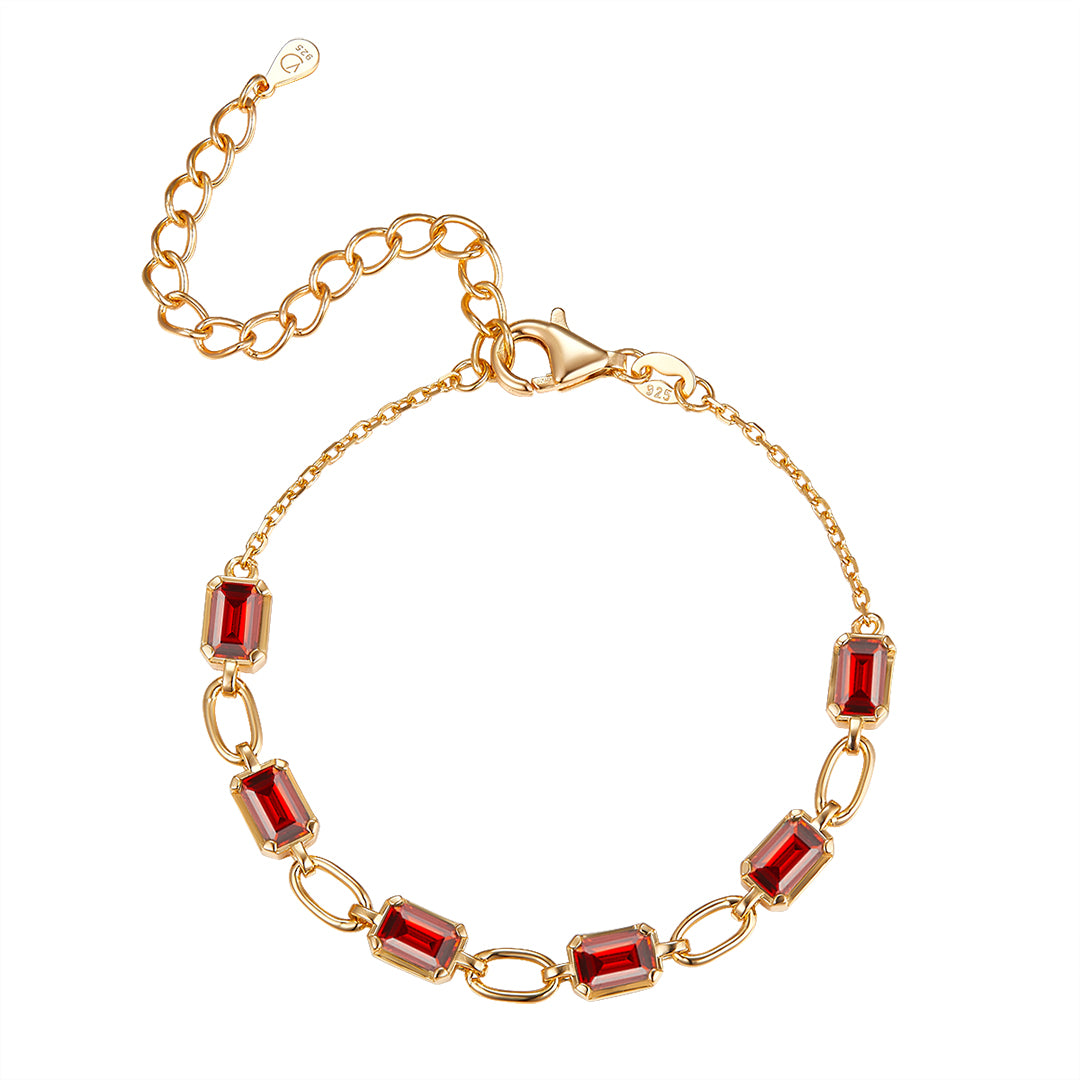VERA DESIGN Crystal gyllt silfurarmband með dökkrauðum zirkonia