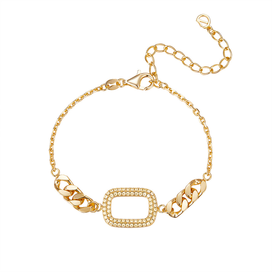 VERA DESIGN Mother Divine gyllt silfurarmband með kampavínslitum zirkonia