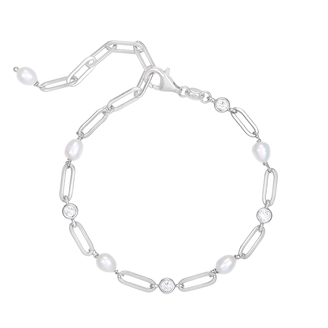 VERA DESIGN Nexus Divine Pearl silfurarmband með zirkonia