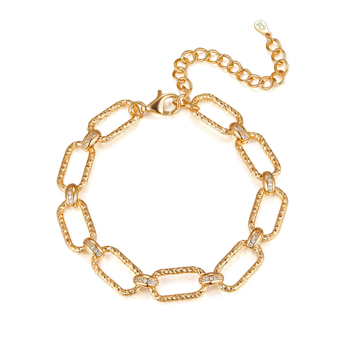 VERA DESIGN Nexus Crystal gyllt silfurarmband með zirkonia
