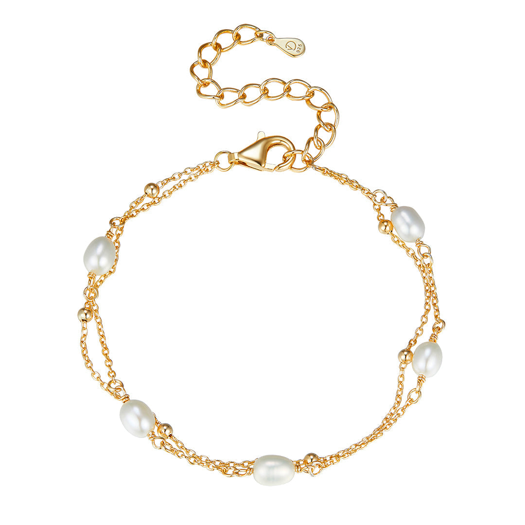 VERA DESIGN Pearl gyllt silfurarmband