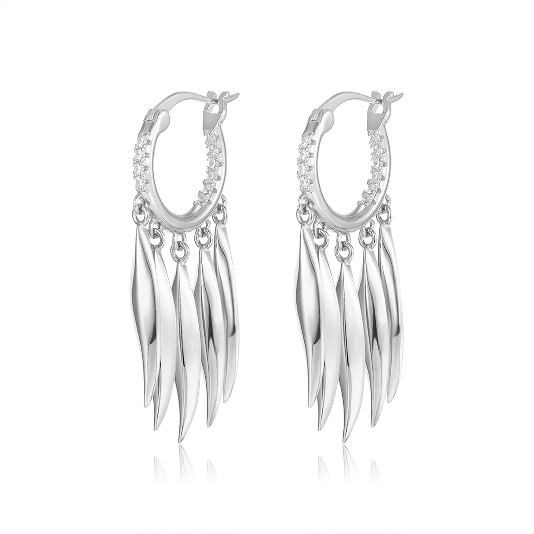 VERA DESIGN Cape of Feathers Divine hoop silfureyrnalokkar með zirkonia