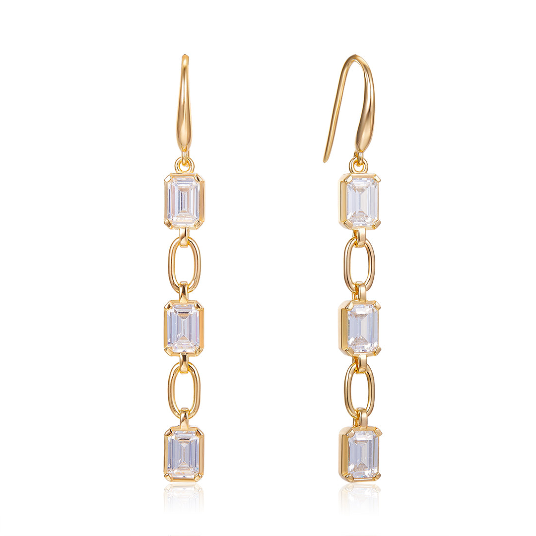 VERA DESIGN Crystal gylltir silfureyrnalokkar með zirkonia