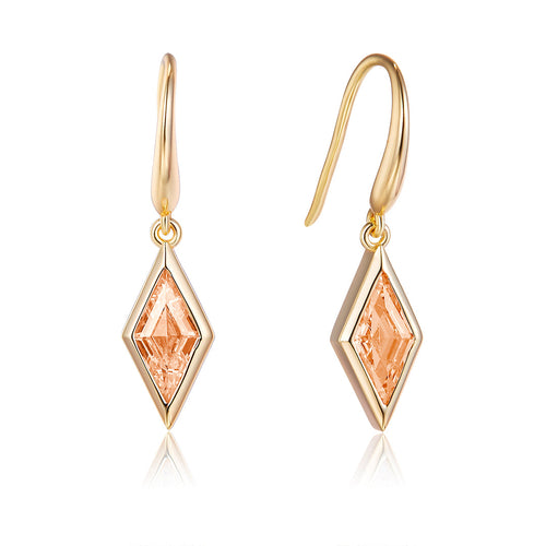VERA DESIGN Diamond gylltir silfureyrnalokkar með kampavínslitum zirkonia