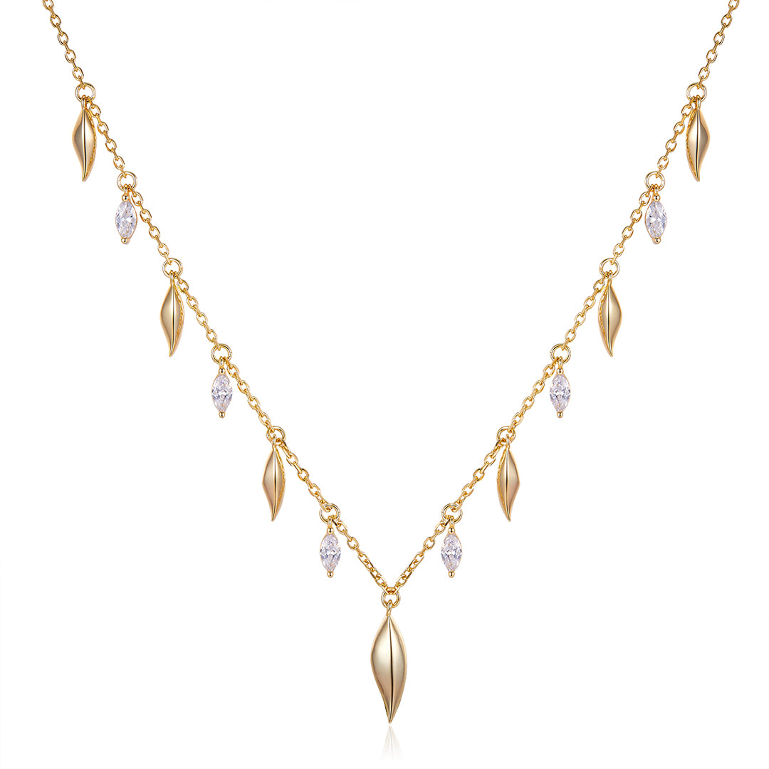 VERA DESIGN Cape of Feathers gyllt silfurhálsmen með zirkonia