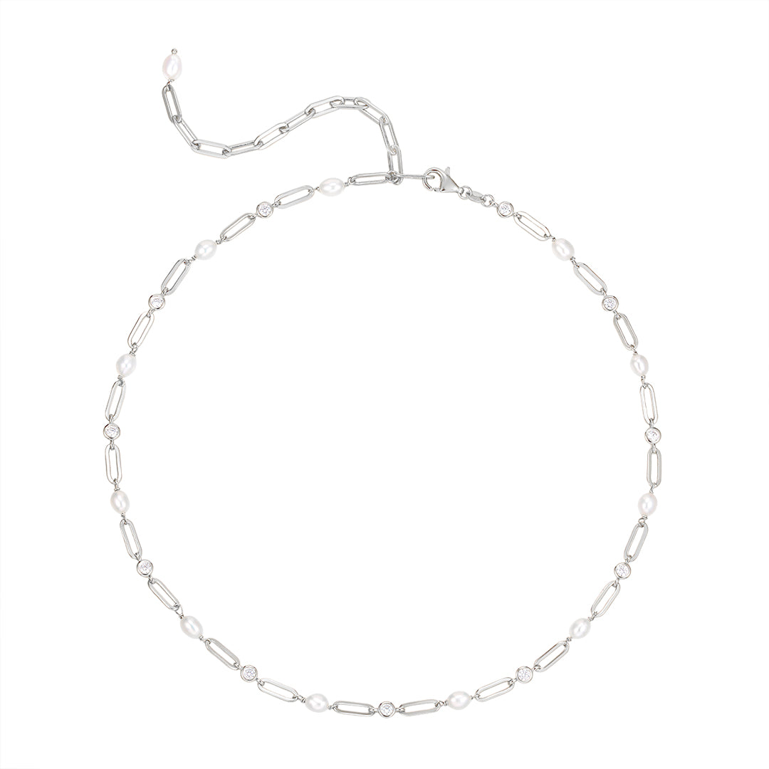VERA DESIGN Nexus Divine Pearl silfurhálsmen með zirkonia