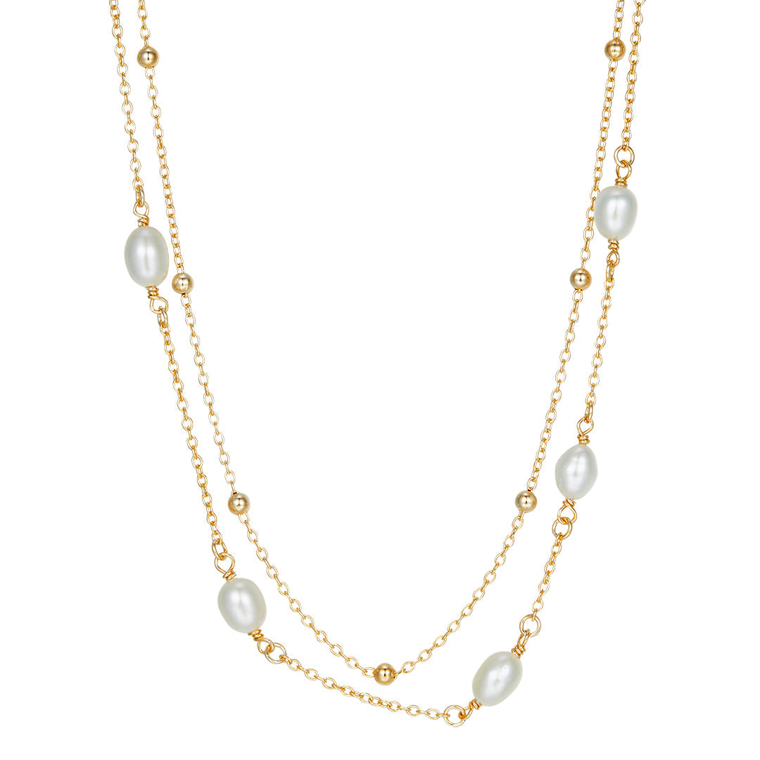 VERA DESIGN Pearl gyllt silfurhálsmen