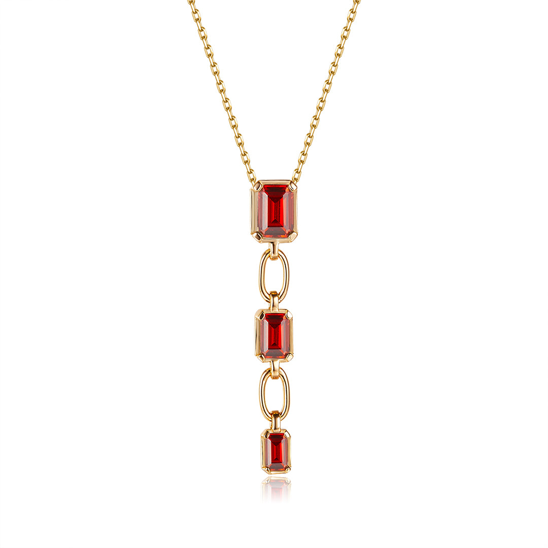 VERA DESIGN Crystal gyllt silfurhálsmen með dökkrauðum zirkonia