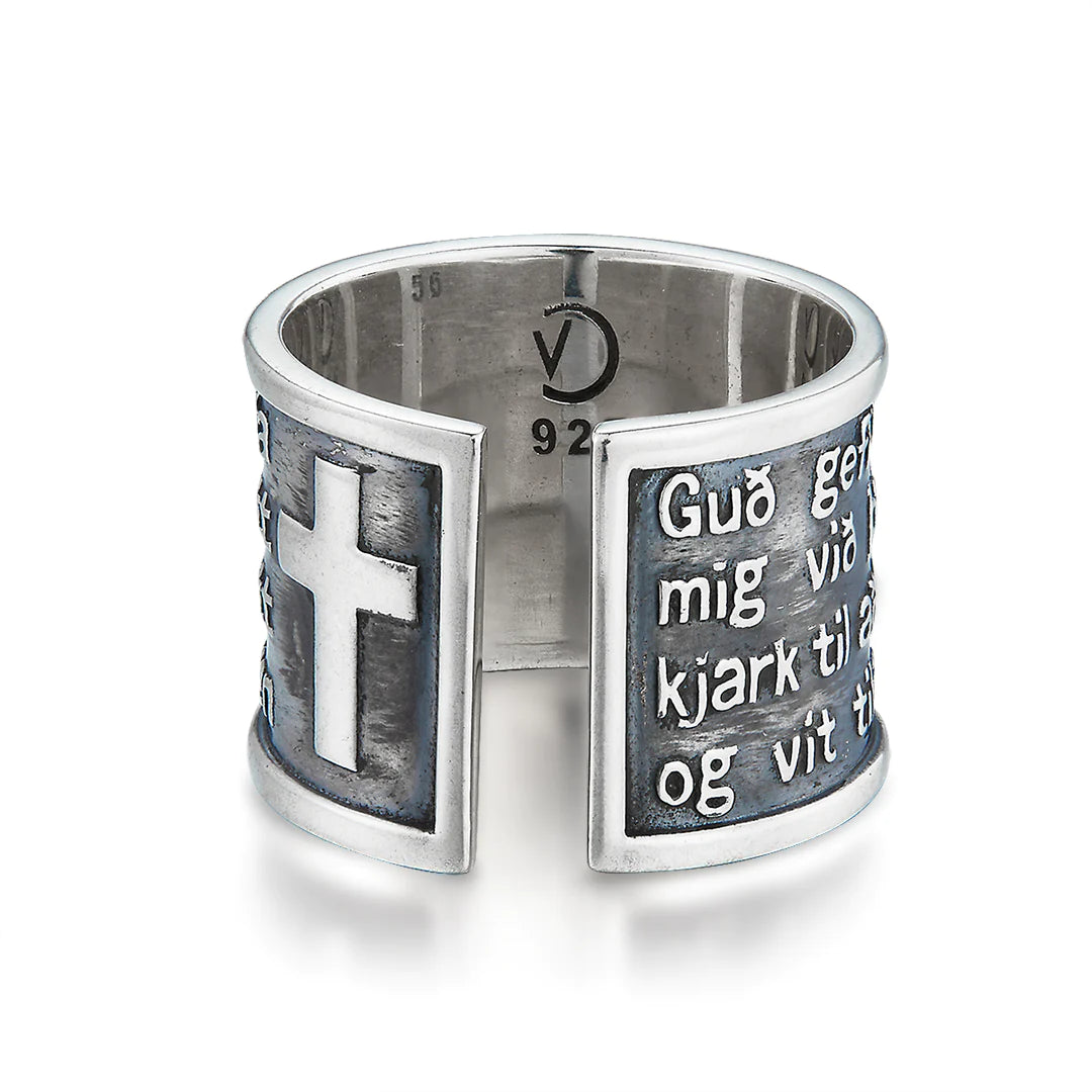 VERA DESIGN Serenity Oxyderaður hringur með æðruleysisbæn