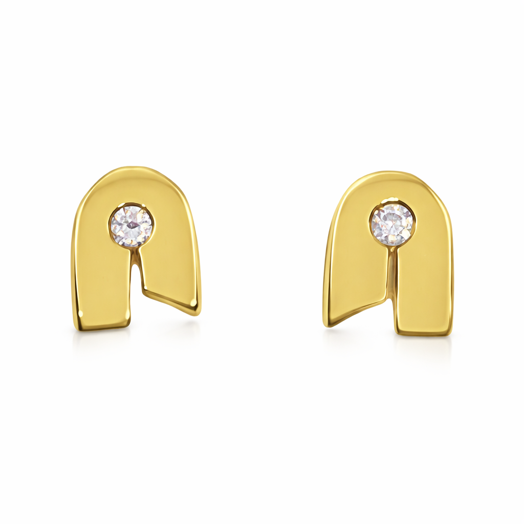 Gulleyrnalokkar 14kt með zirkonia