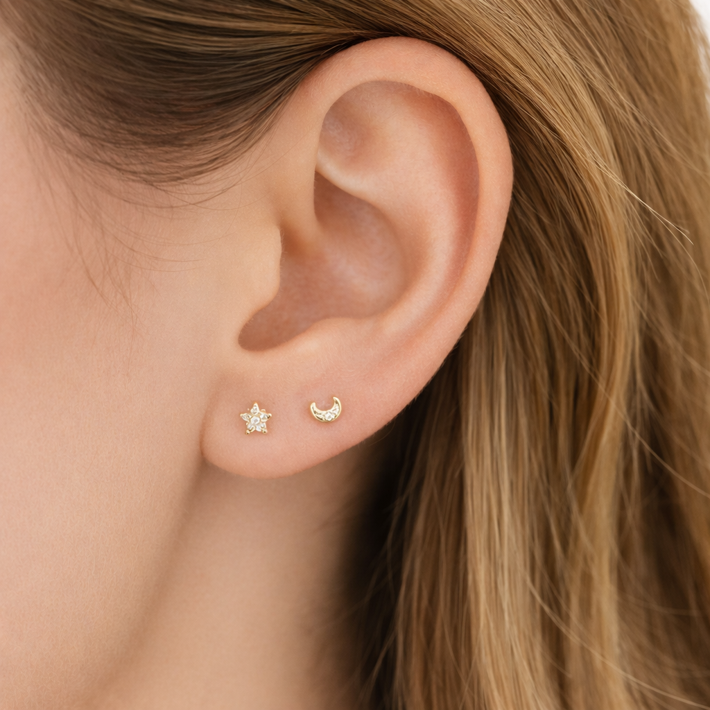 ASTORÍA Astra gylltir silfureyrnalokkar með zirkonia