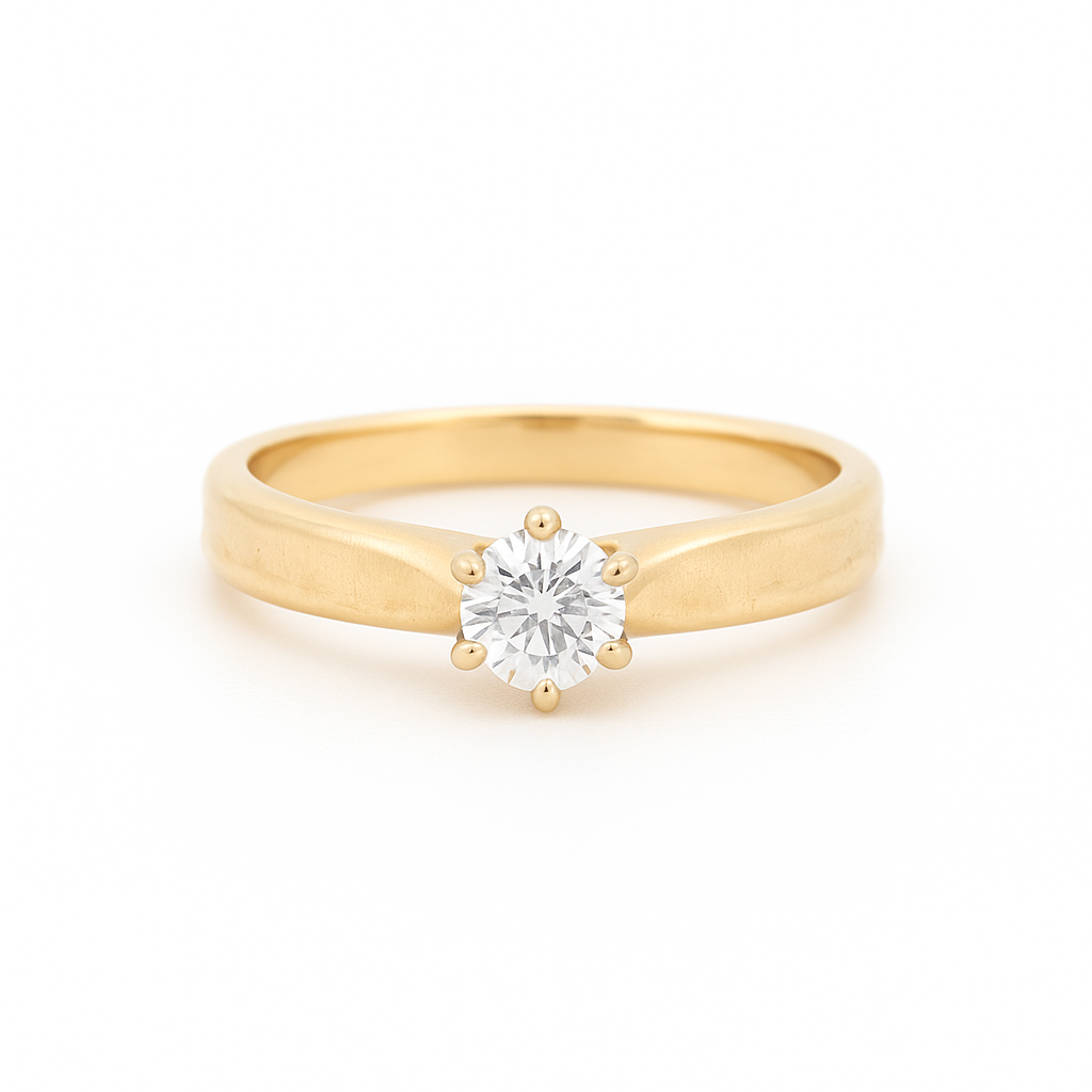 LAUPUR 14k eldmótaður gullhringur með 0.25ct demanti