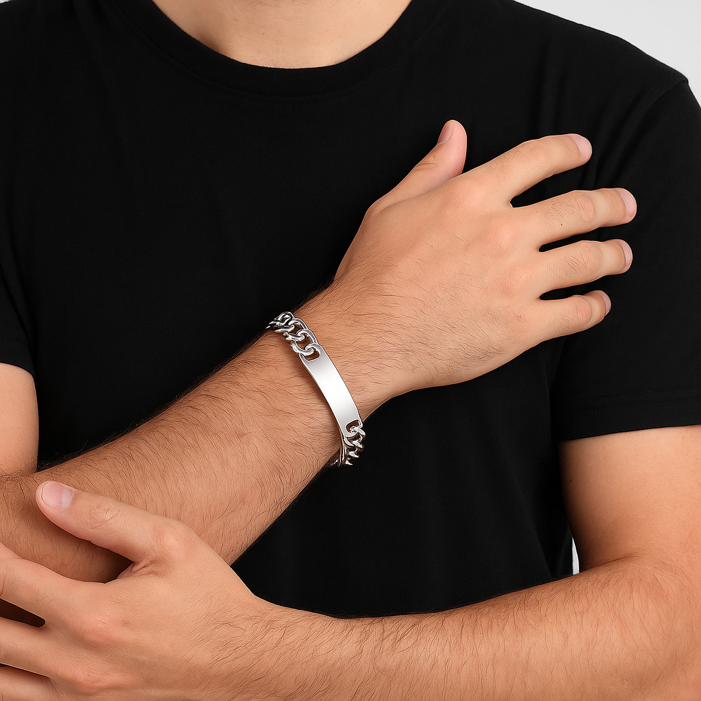 MIRA Cody herraarmband með plötu fyrir áletrun