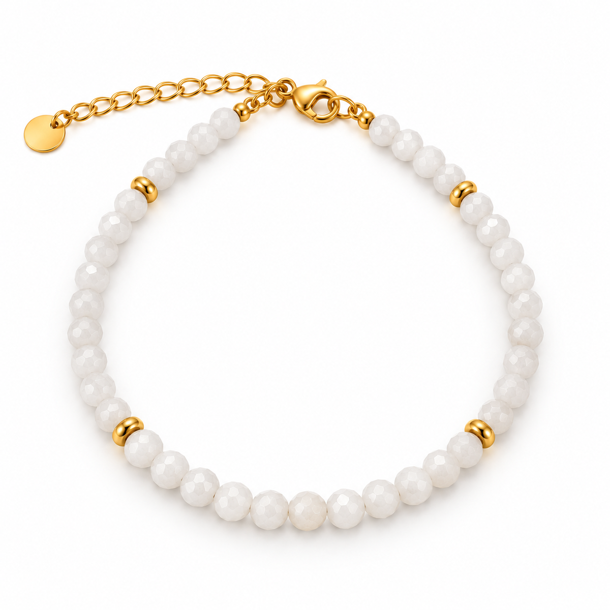 MIRA Gem gyllt steinaarmband | White shell
