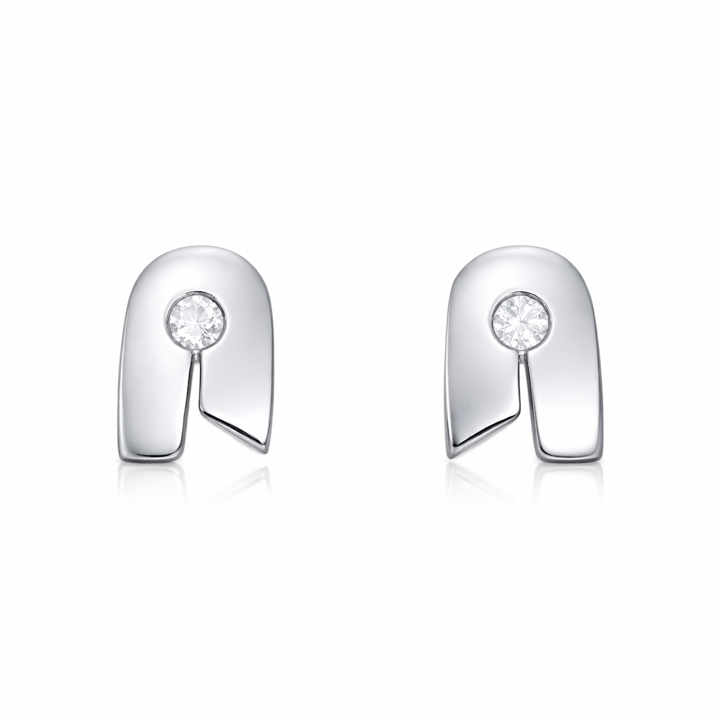 Hvítagullseyrnalokkar 14kt með zirkonia