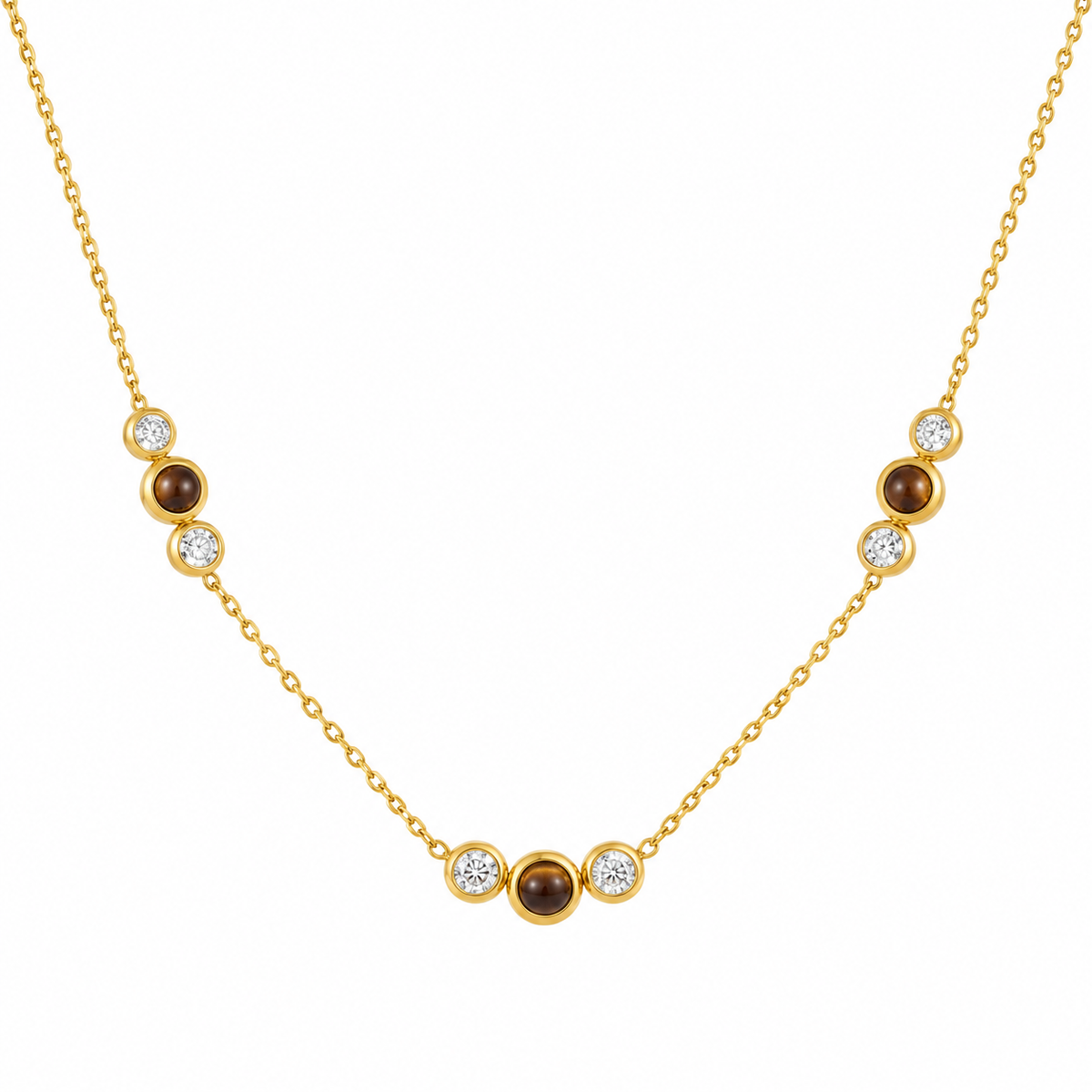 ASTORÍA Aurora gold-plated necklace with stones | Tiger eye