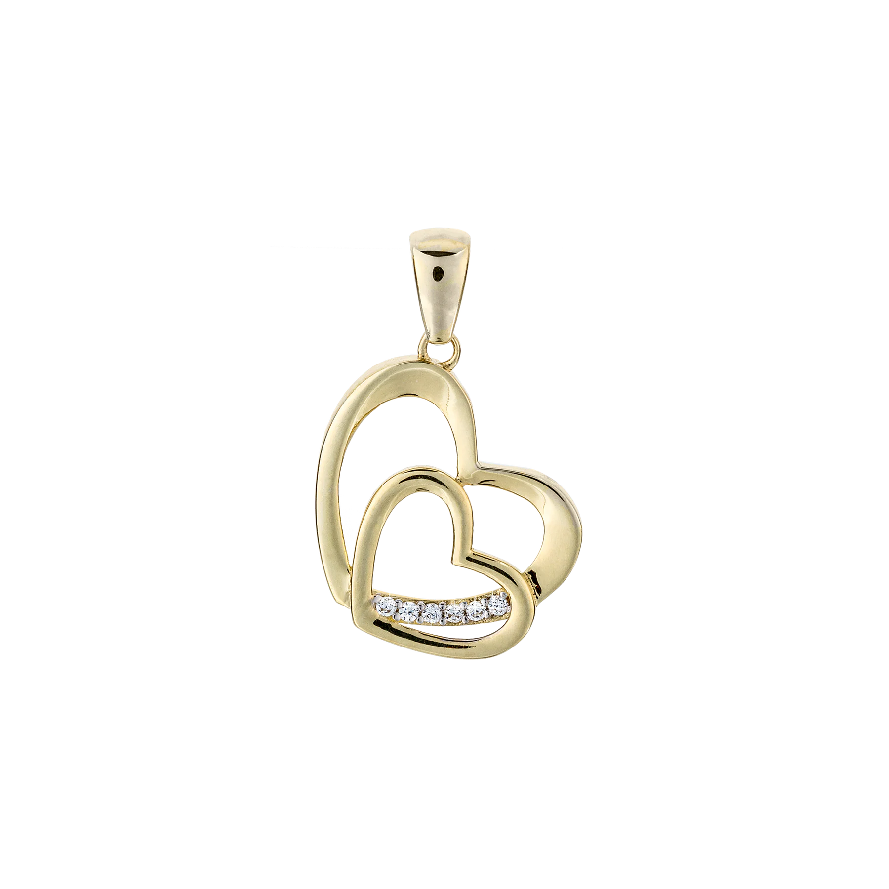 Gullhálsmen hjörtu með zirkonia 14k