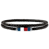 TOMMY HILFIGER Double Wrap svart leður herraarmband 2790056