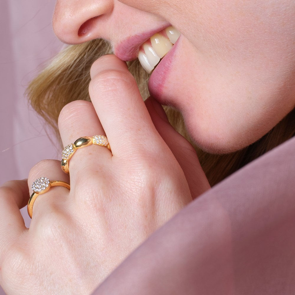 JOANLI NOR Rebecca gylltur silfurhringur með zirkonia ●375950