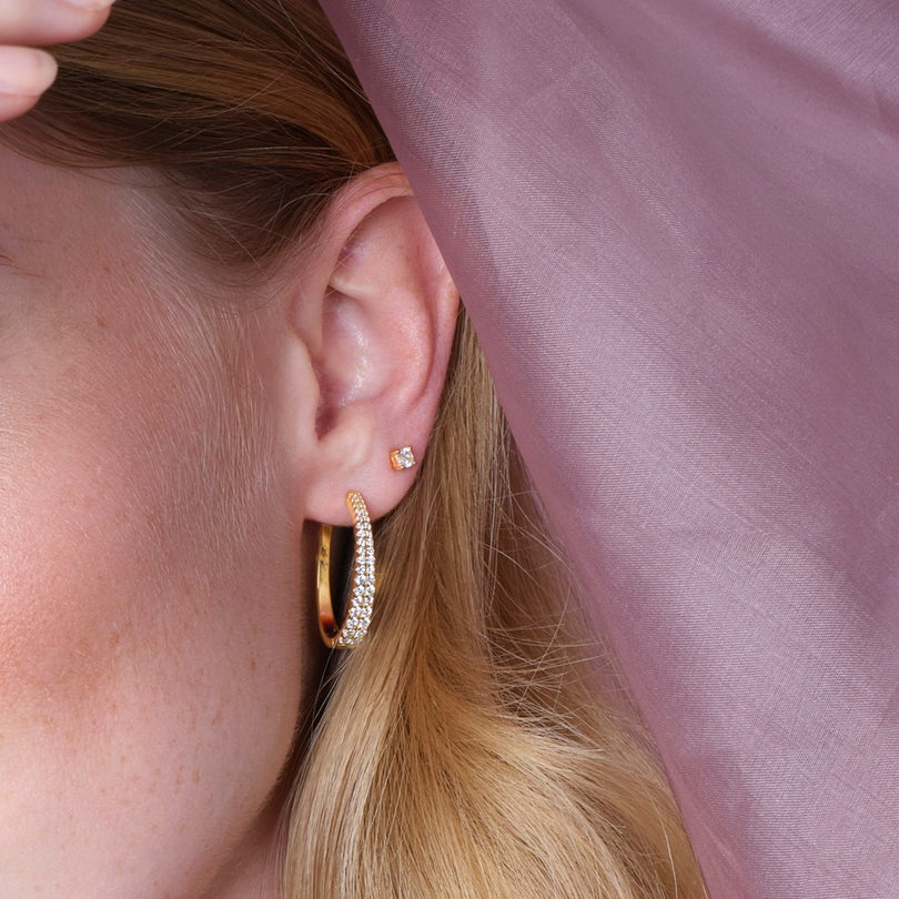 JOANLI Runa silfureyrnalokkar með zirkonia