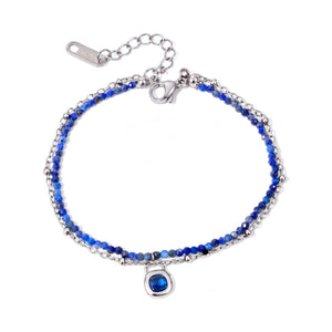 MIRA Boho gyllt perluarmband | Blátt