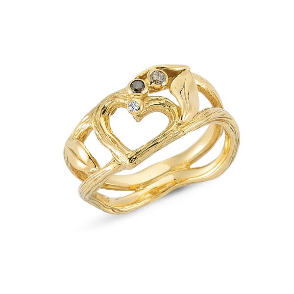 Nature gullhringur 14kt með 0.04ct demöntum