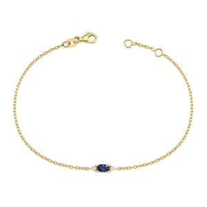 NURAN Petit gullarmband 14kt með safír og 2x 0.025ct demöntum