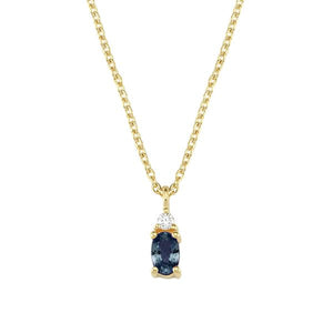 NURAN Petit gullhálsmen 14kt með safír og 0.025ct demanti