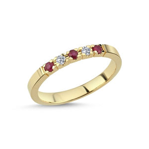 NURAN Promise gullhringur 14kt með rúbín og 2x 0.03ct demöntum