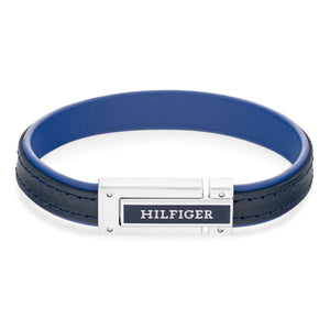 TOMMY HILFIGER Flat blue leather men's bracelet 2790558