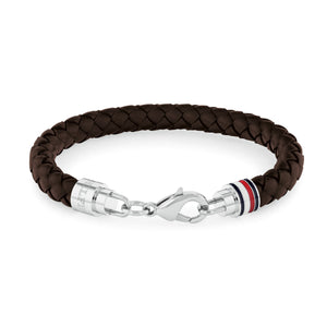 TOMMY HILFIGER Braided brown leather men's bracelet 2790546