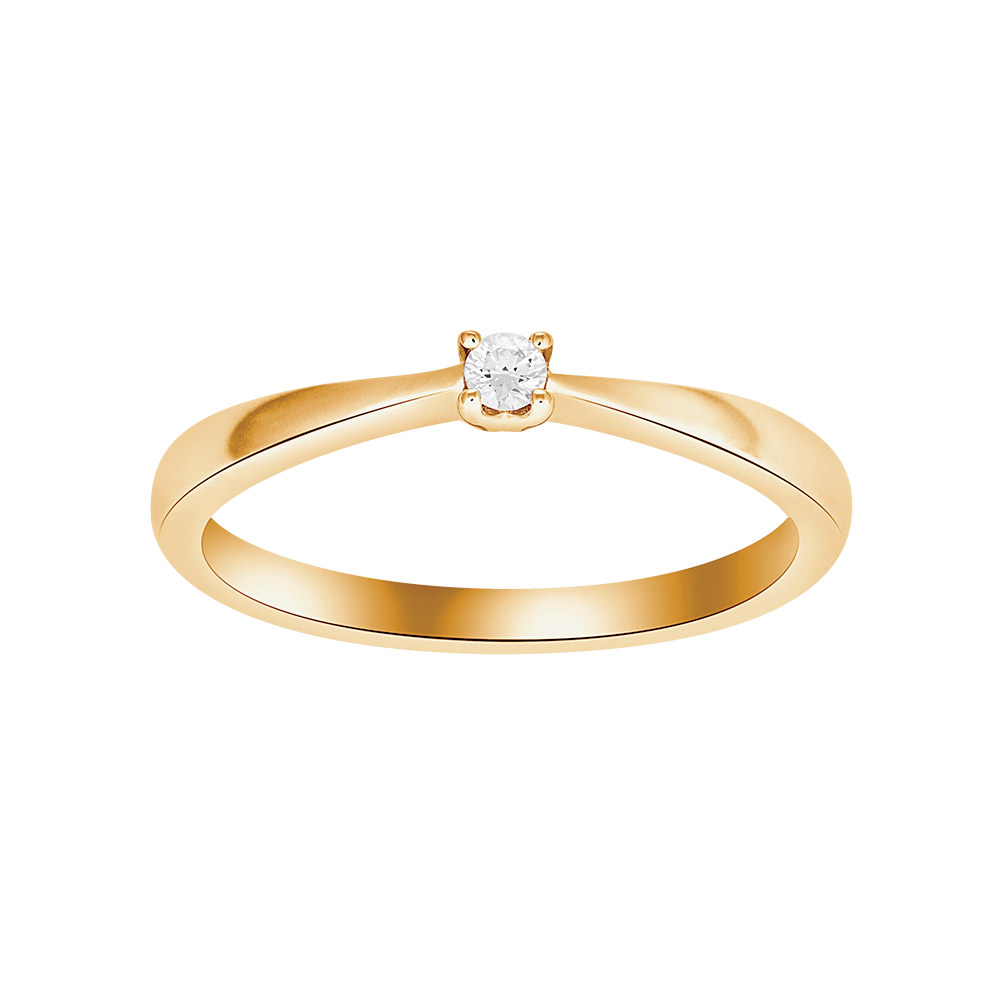 Gullhringur 14k með 0.05ct demanti