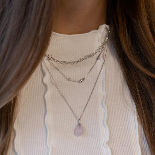 NORDAHL Sweets silfurhálsmen með Rose Quartz