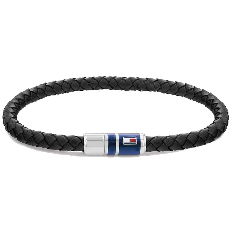 TOMMY HILFIGER Svart leður herraarmband