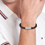 TOMMY HILFIGER Brúnt leður herraarmband